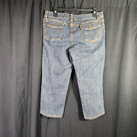 MICHAEL KORS Womens Denim Capri Pants Medium Wash MK Logo Button Size 10 - Picture 5 of 7